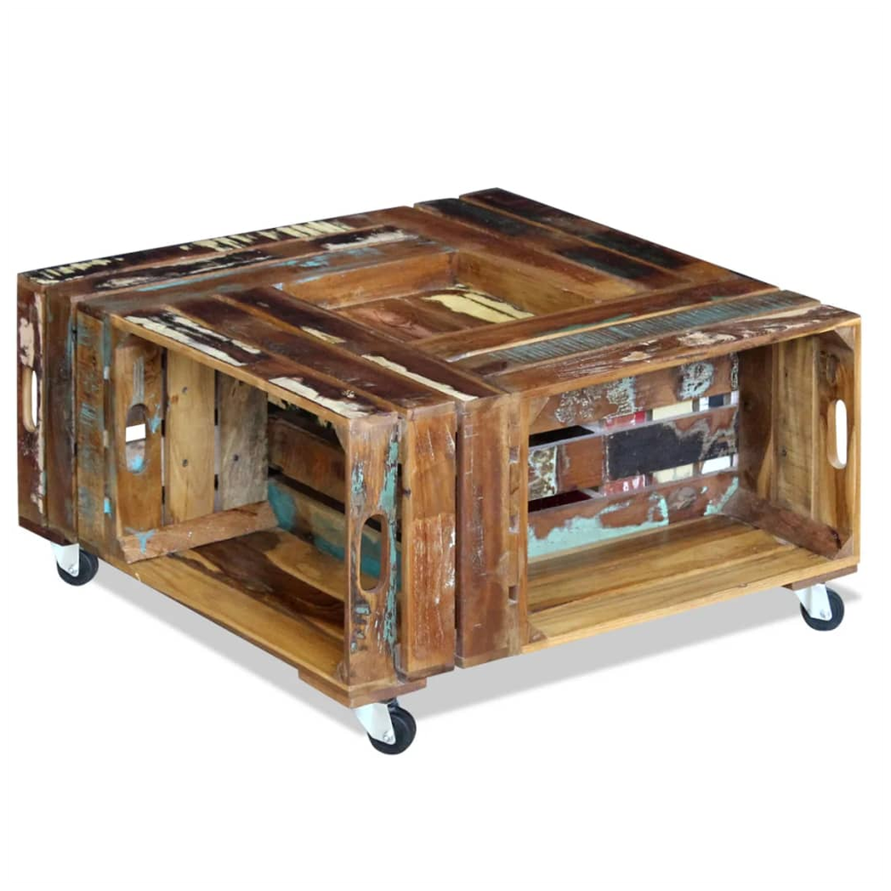 Coffee Table Solid Reclaimed Wood vidaXL 70x70x35 cm by vidaXL