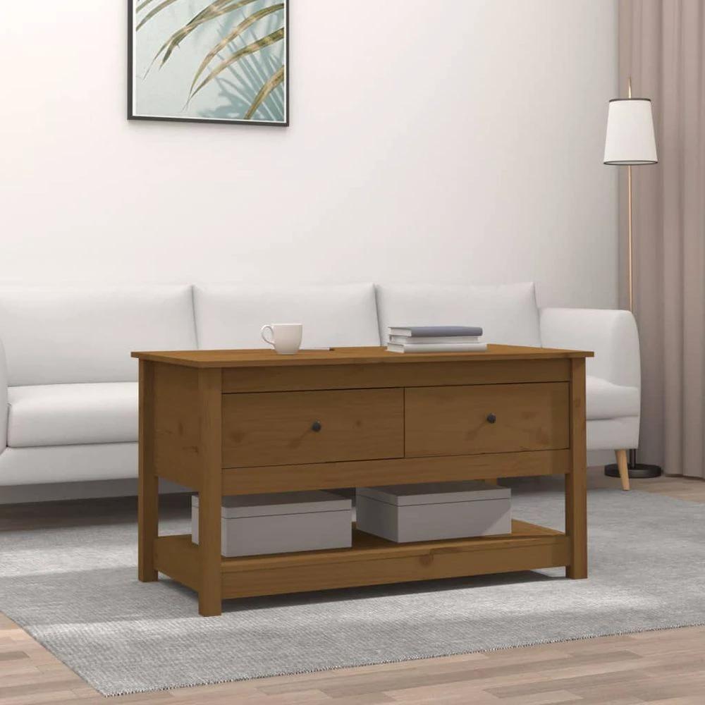 Coffee Table vidaXL Honey Brown 102x49x55 cm Solid Wood Pine by vidaXL