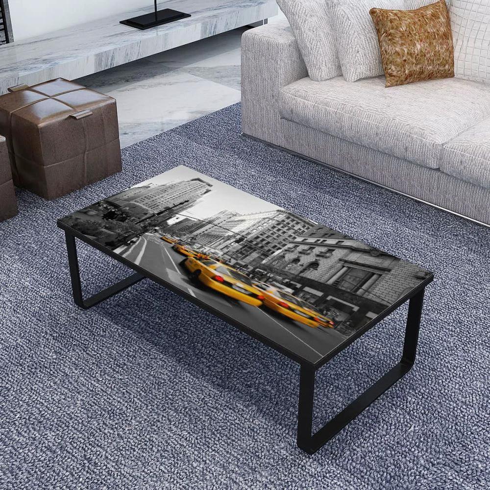 Coffee Table with Glass Top vidaXL Rectangular by vidaXL