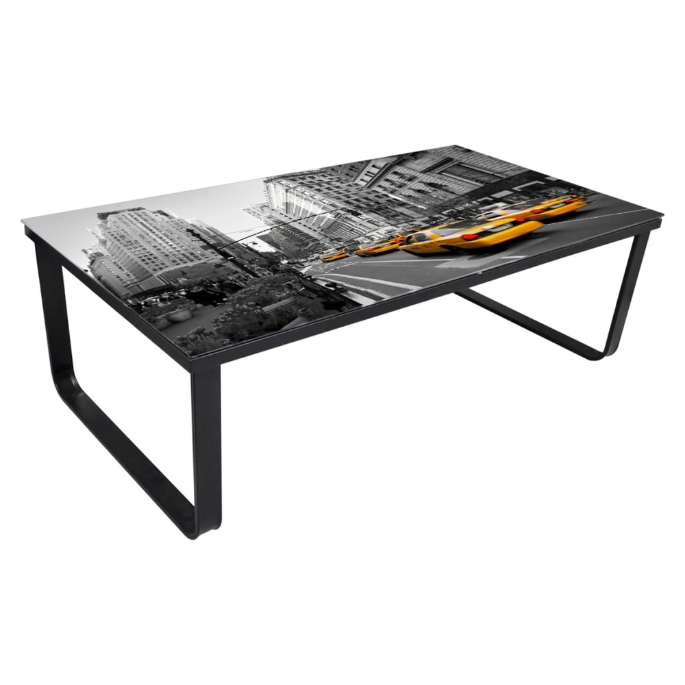 Coffee Table with Glass Top vidaXL Rectangular by vidaXL