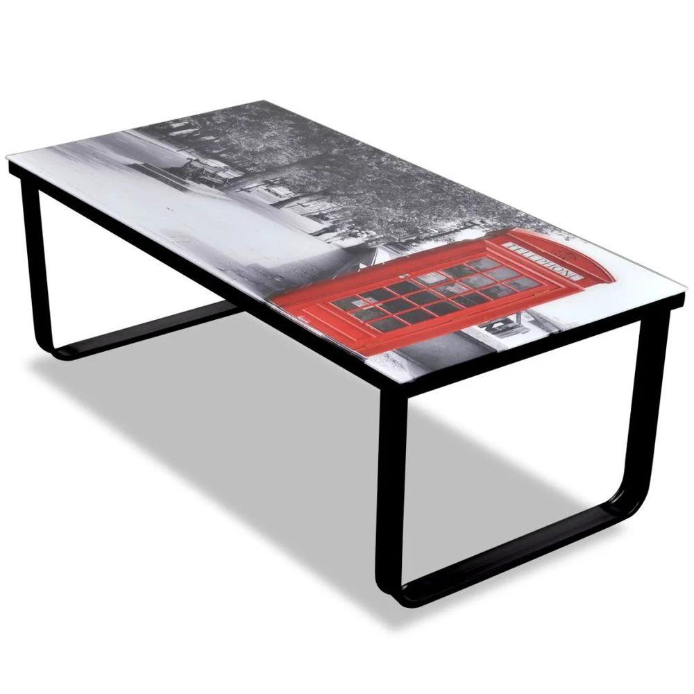 Coffee Table with Glass Top vidaXL Rectangular by vidaXL