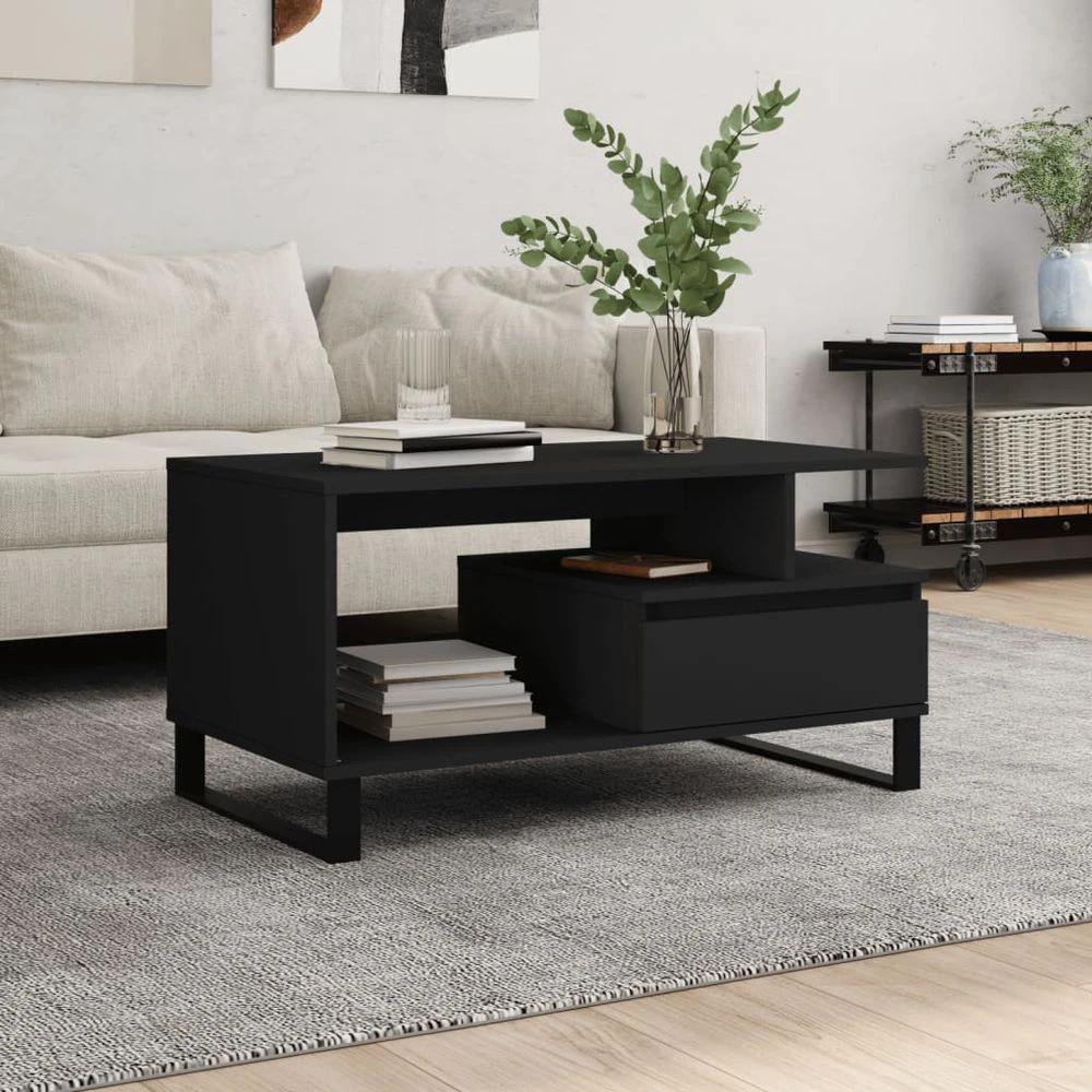 Coffee Table Black 90x49x45 cm vidaXL Engineered Wood by vidaXL