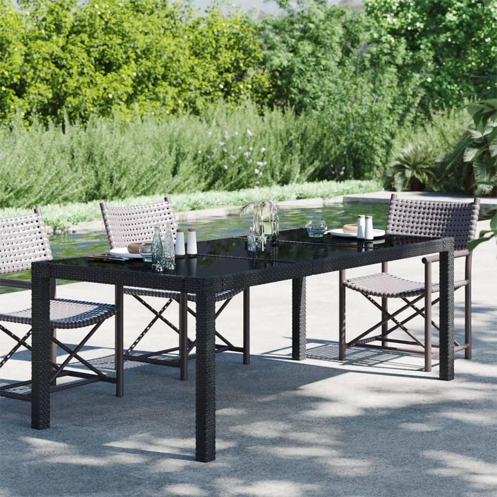 vidaXL Garden Table Brown vidaXL 190x90x75 cm Tempered Glass and Poly Rattan - Coffee Tables Coffee Table