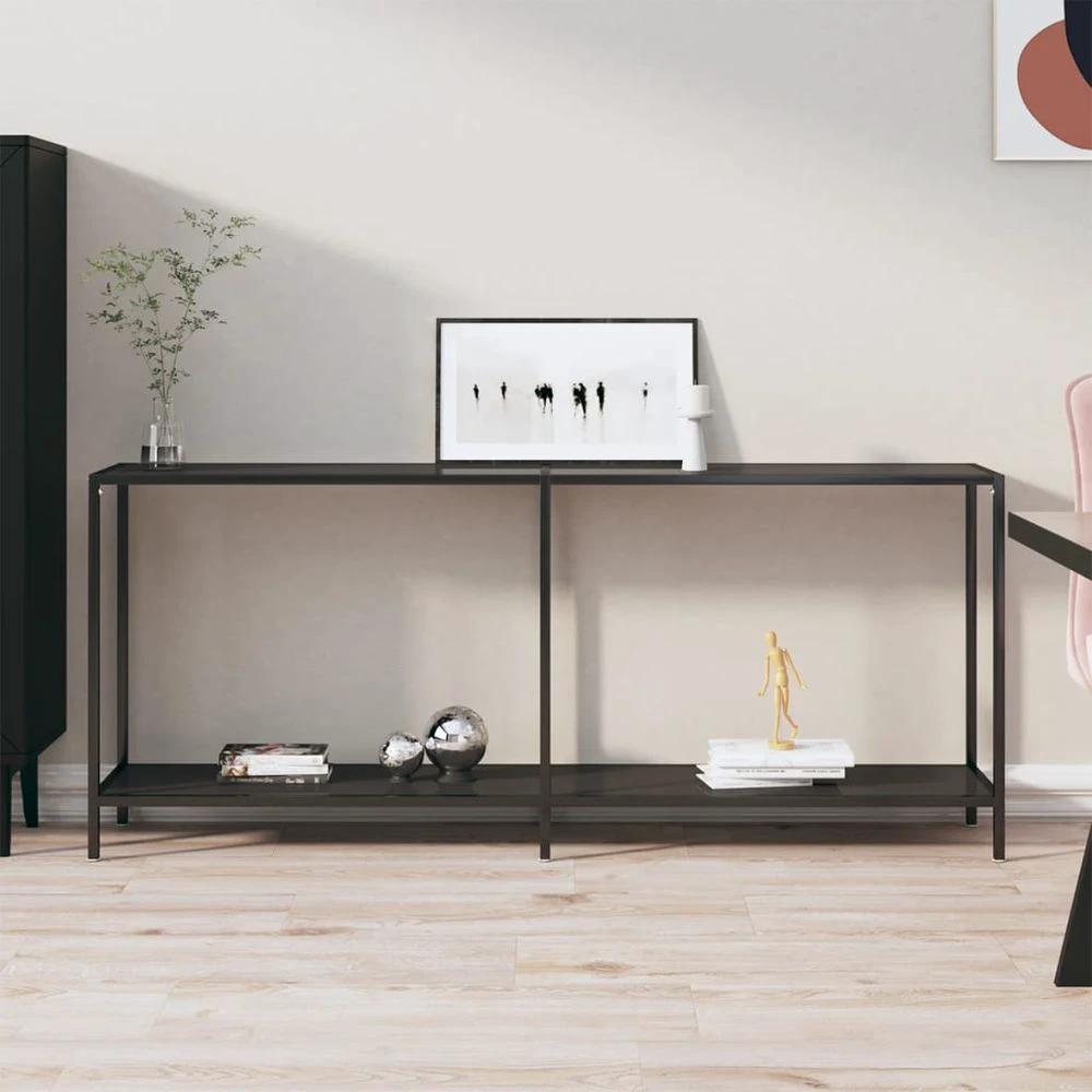 vidaXL Console Table vidaXL Transparent 140x35x75.5 cm Tempered Glass - Uncategorized Console Table