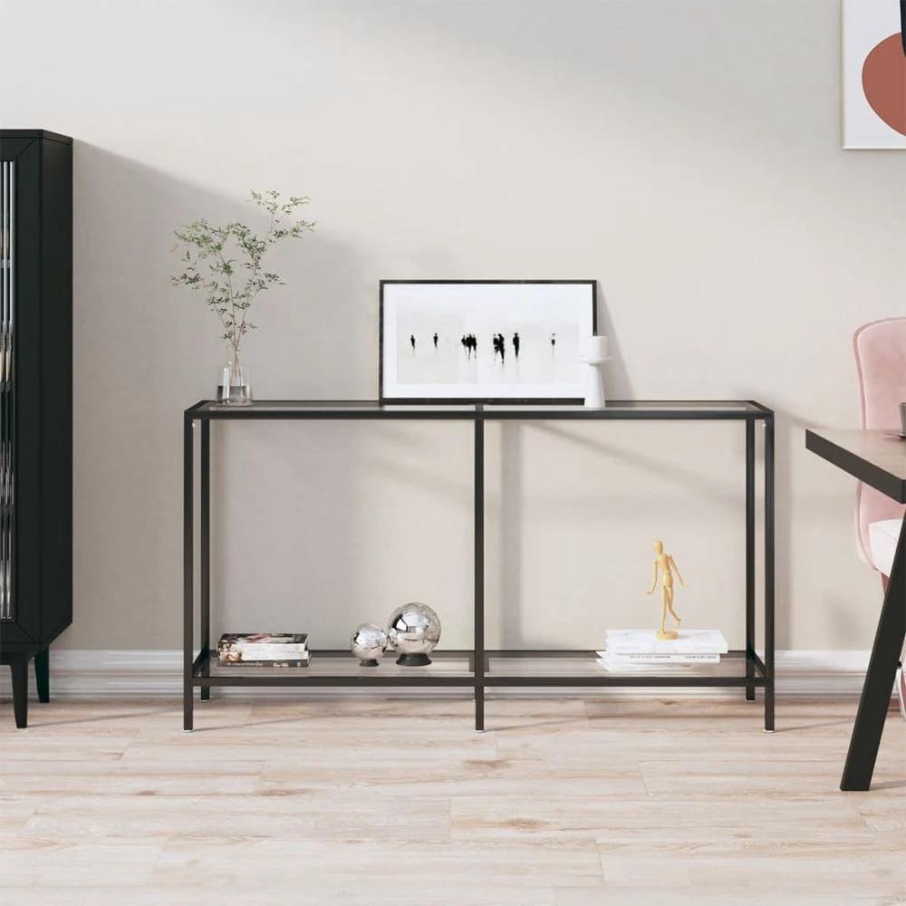 vidaXL Console Table vidaXL Transparent 140x35x75.5 cm Tempered Glass - Uncategorized Console Table
