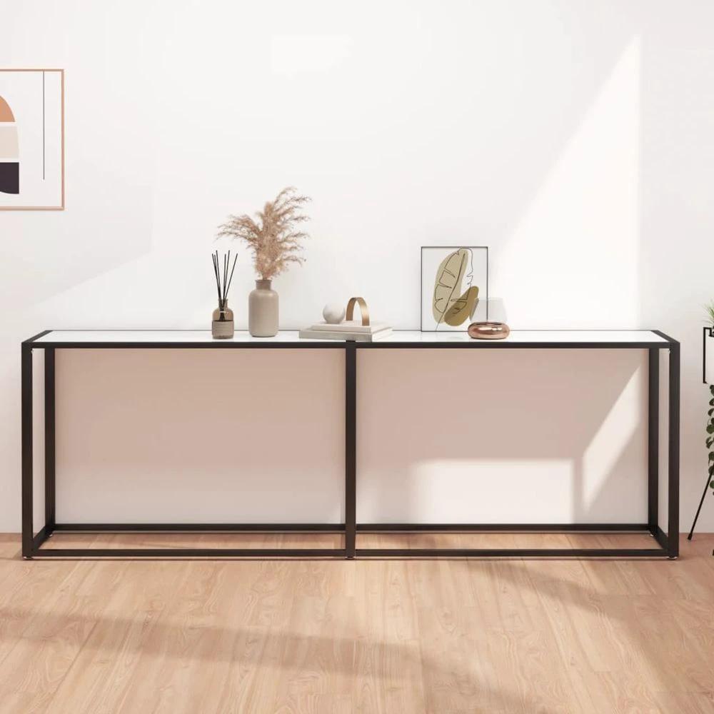 vidaXL Console Table vidaXL Transparent 140x35x75.5cm Tempered Glass - Uncategorized Console Table