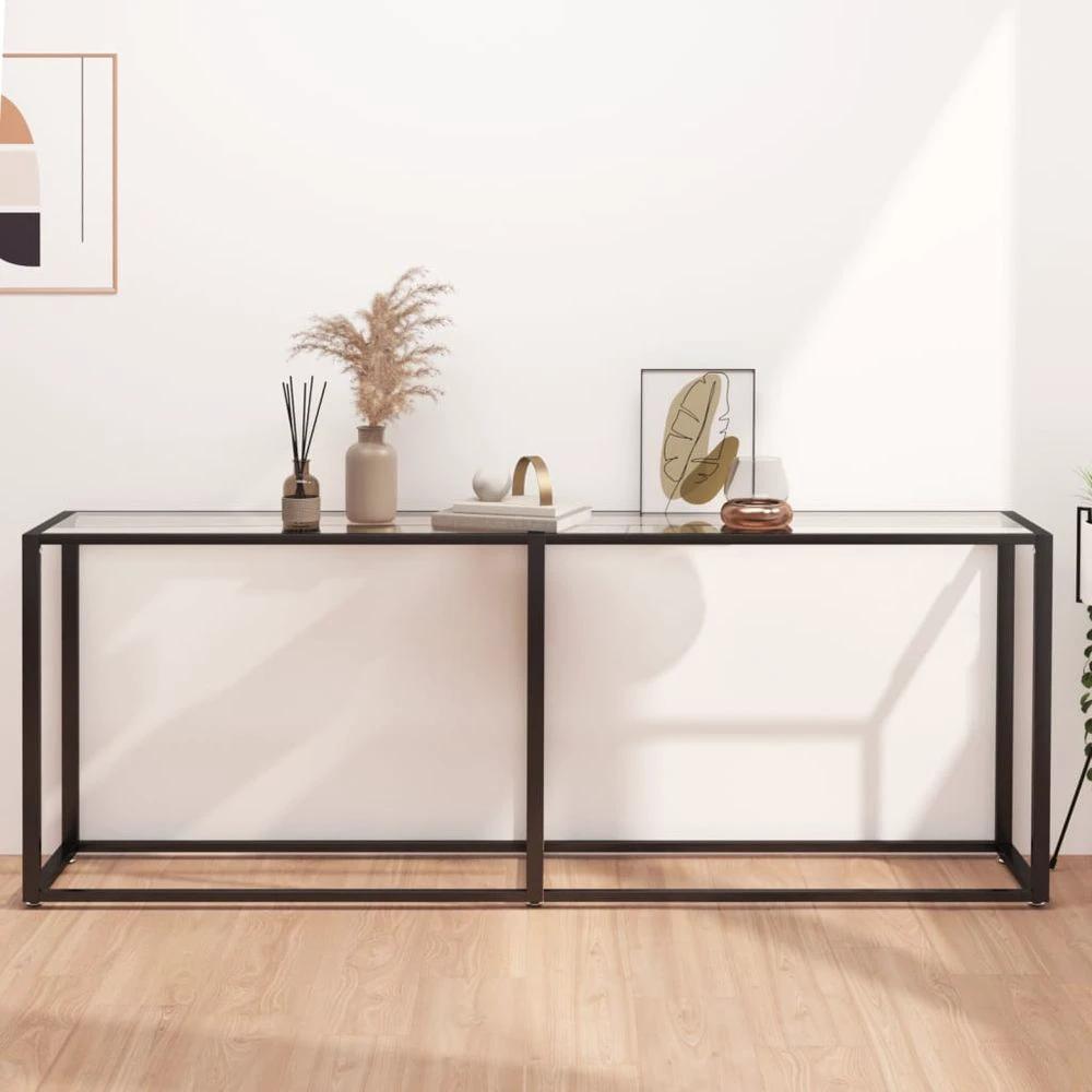 vidaXL Console Table vidaXL Transparent 140x35x75.5cm Tempered Glass - Uncategorized Console Table