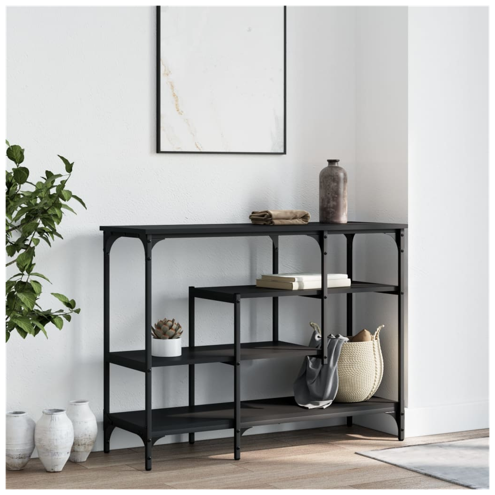 vidaXL Console Table with Shelves Black vidaXL 100x35x75 cm - Uncategorized Console Table