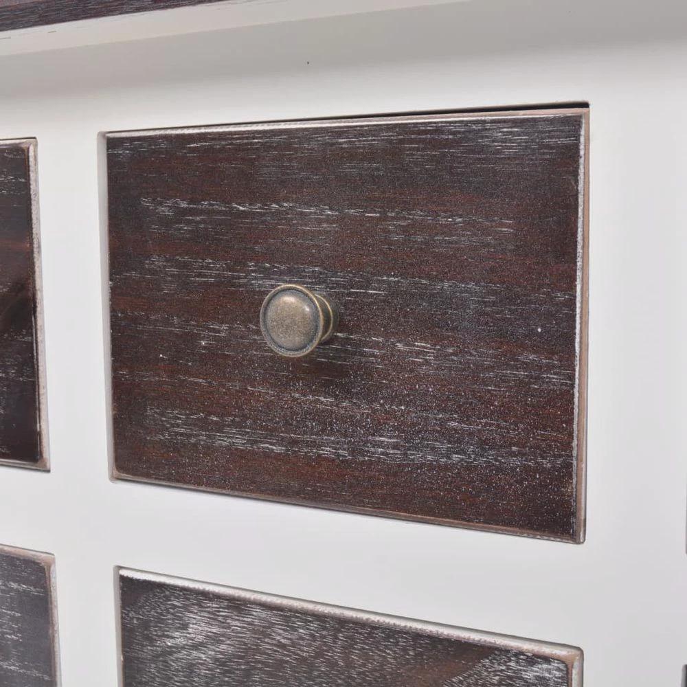 vidaXL Console Cabinet 6 Drawers vidaXL Brown and White Wood - Uncategorized Console Table