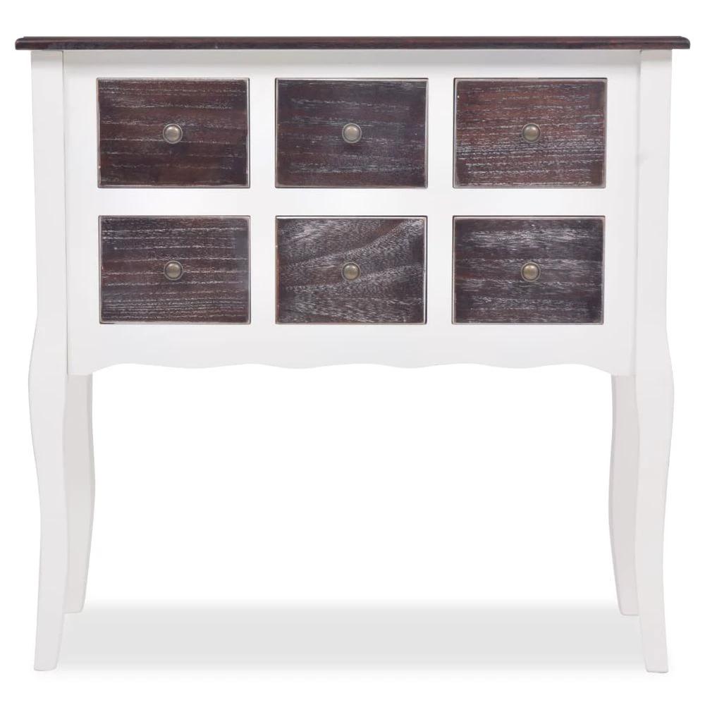 Console Cabinet 6 Drawers vidaXL Brown and White Wood by vidaXL