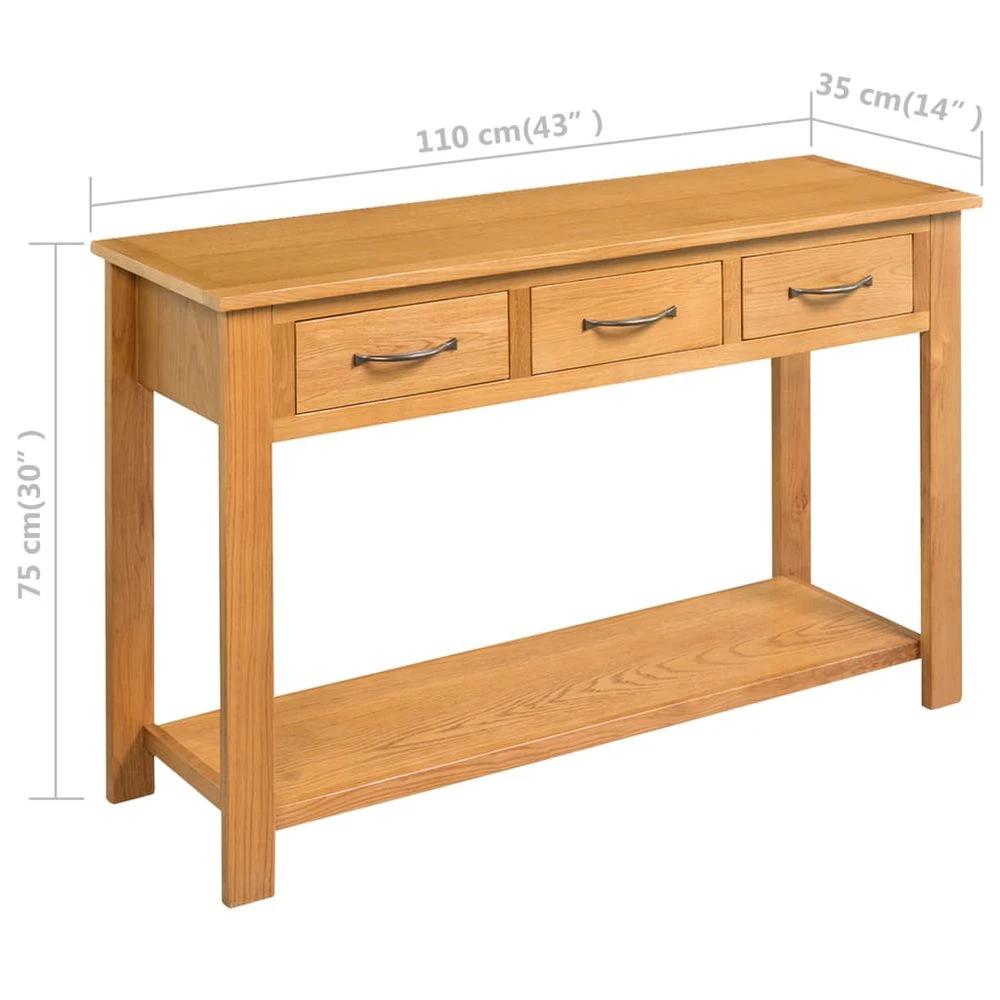 Console Table 110x35x75 cm vidaXL Solid Oak Wood by vidaXL