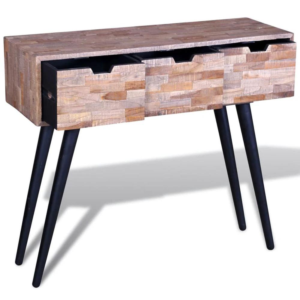 Console Table with 3 Drawers vidaXL Reclaimed Teak Wood by vidaXL