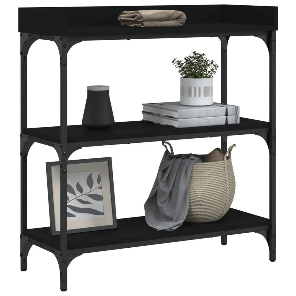 vidaXL Console Table with Shelves vidaXL Black 75x30x80 cm - Uncategorized Console Table