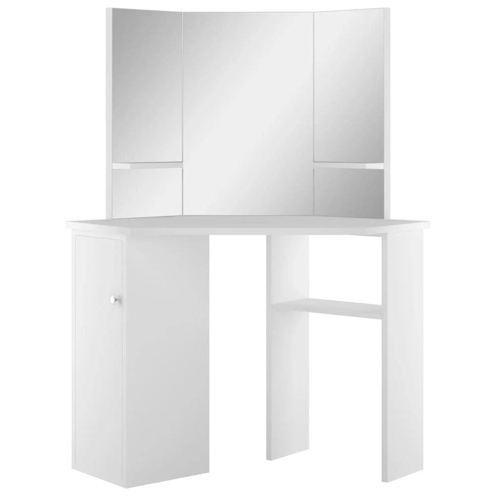 vidaXL Corner Dressing Table Cosmetic Table Make-up Table vidaXL White - Uncategorized Console Table
