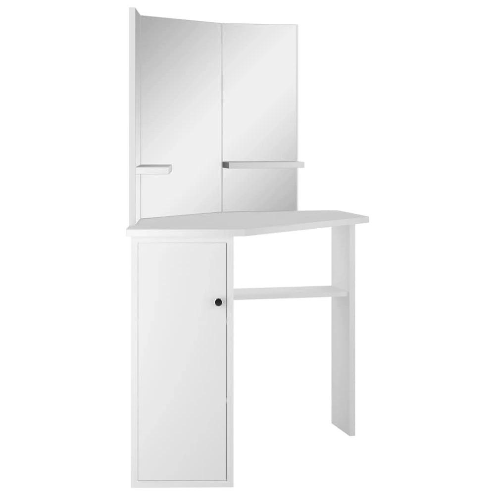 vidaXL Corner Dressing Table Cosmetic Table Make-up Table vidaXL White - Uncategorized Console Table