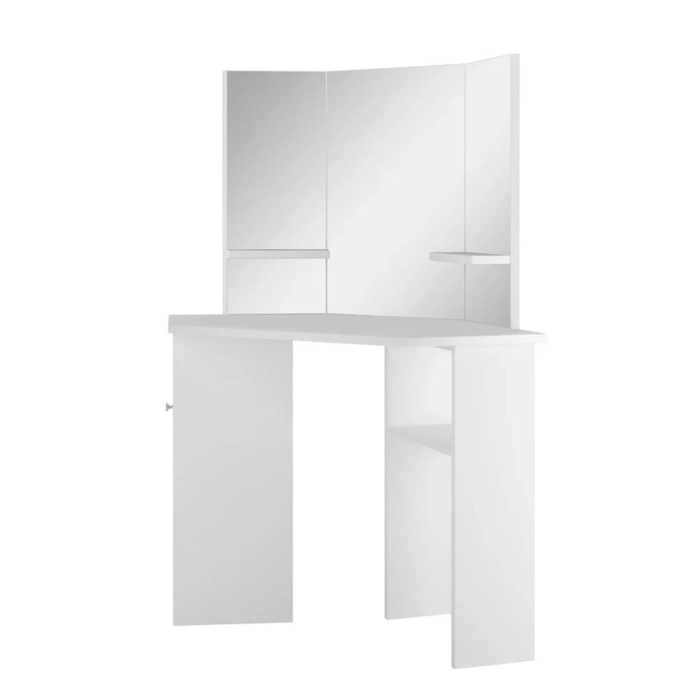 Corner Dressing Table Cosmetic Table Make-up Table vidaXL White by vidaXL
