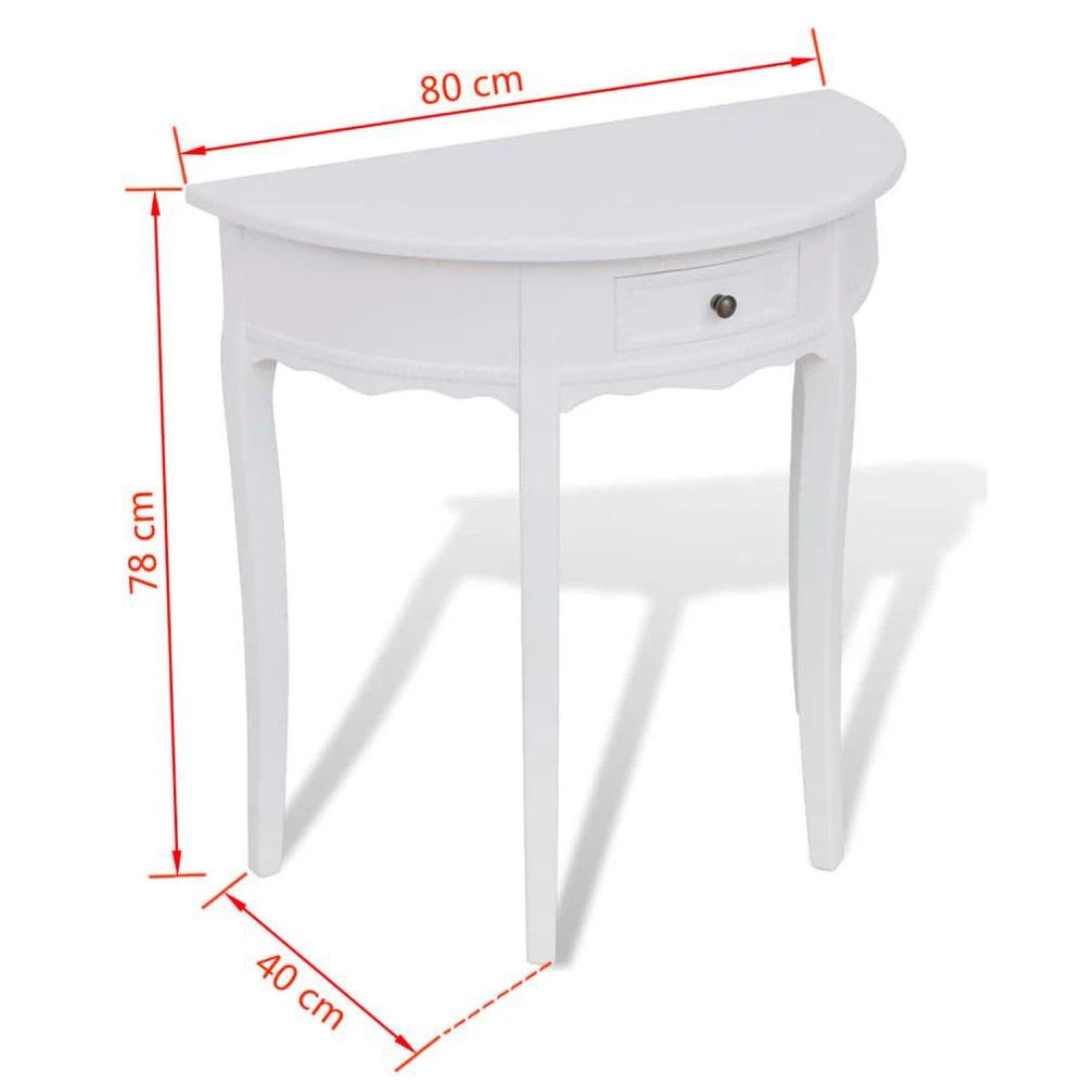 Console Table with Drawer Half-round vidaXL White by vidaXL