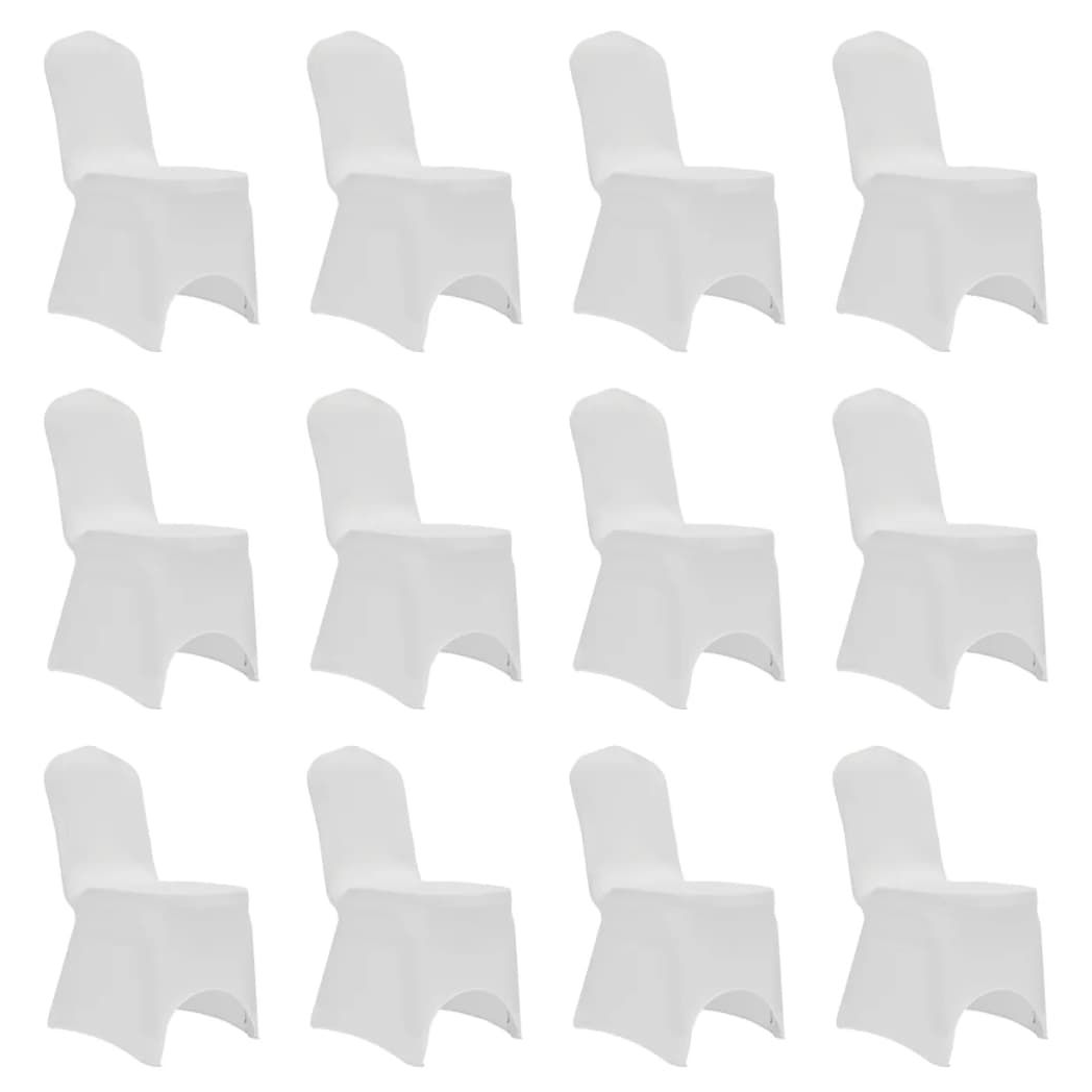 Chair Cover Stretch White 12 pcs vidaXL by vidaXL