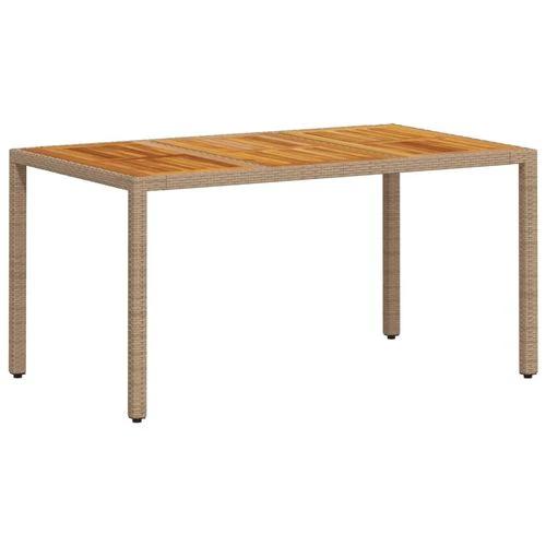 vidaXL Garden Table Beige 150x90x75 cm Poly Rattan Acacia Wood by vidaXL