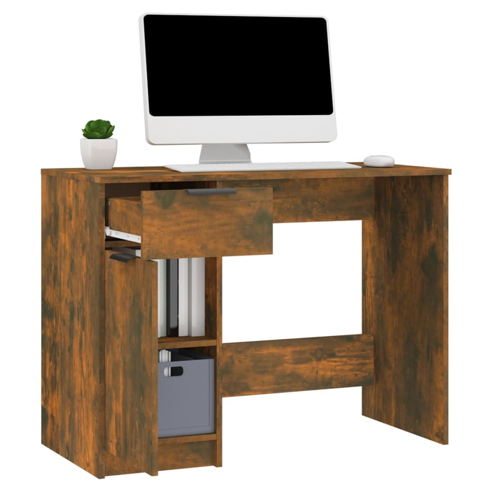 vidaXL Desk Smoked Oak 100x50x75 cm vidaXL Engineered Wood - Desks Desk