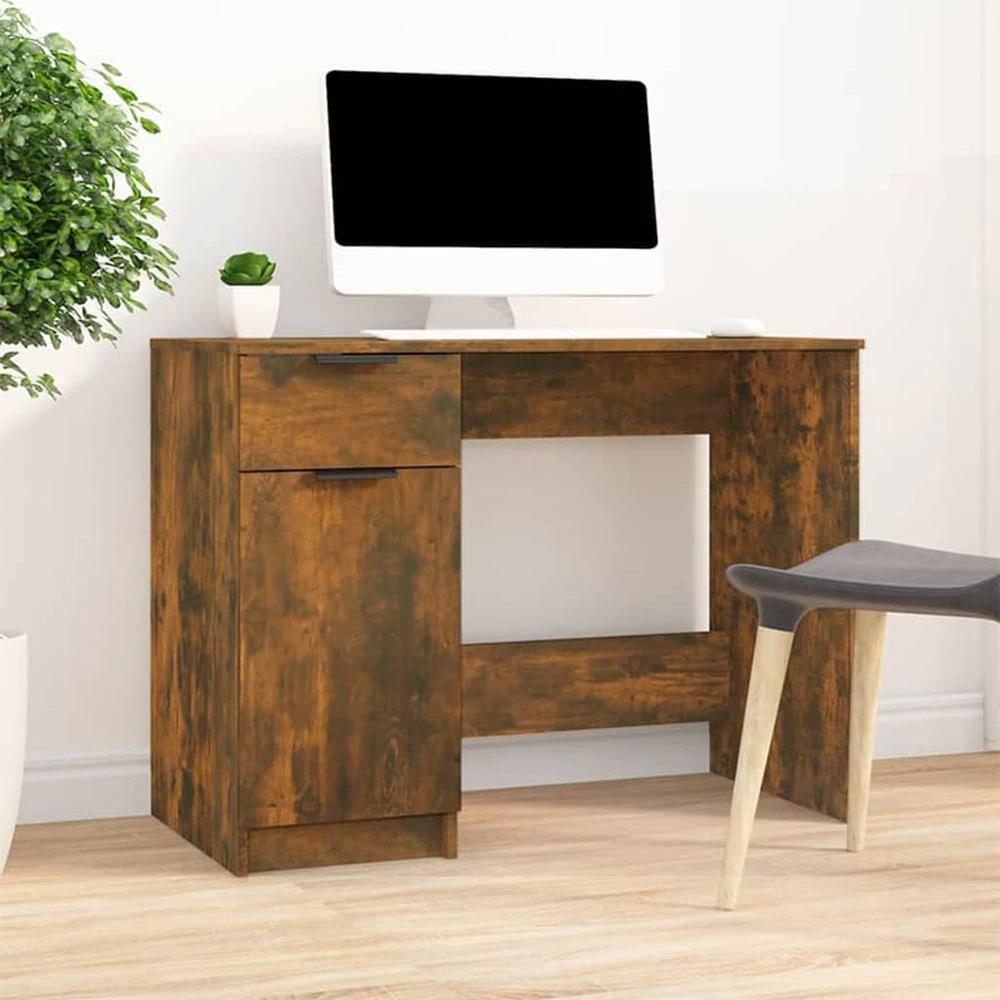 vidaXL Desk Smoked Oak 100x50x75 cm vidaXL Engineered Wood - Desks Desk
