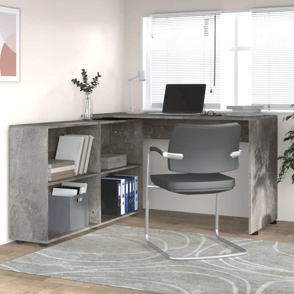 Corner Desk Concrete Grey Engineered Wood by vidaXL