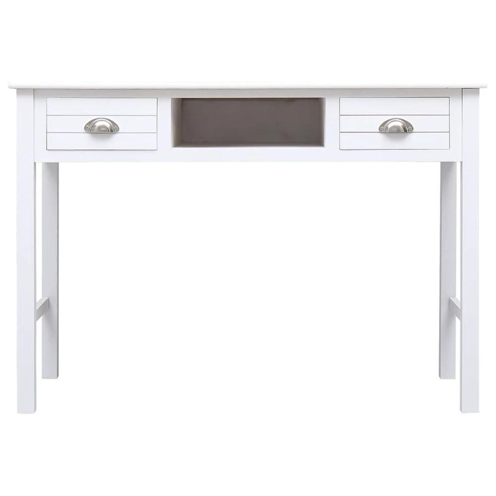 Desk White 108x45x76 cm vidaXL Solid Wood Paulownia by vidaXL