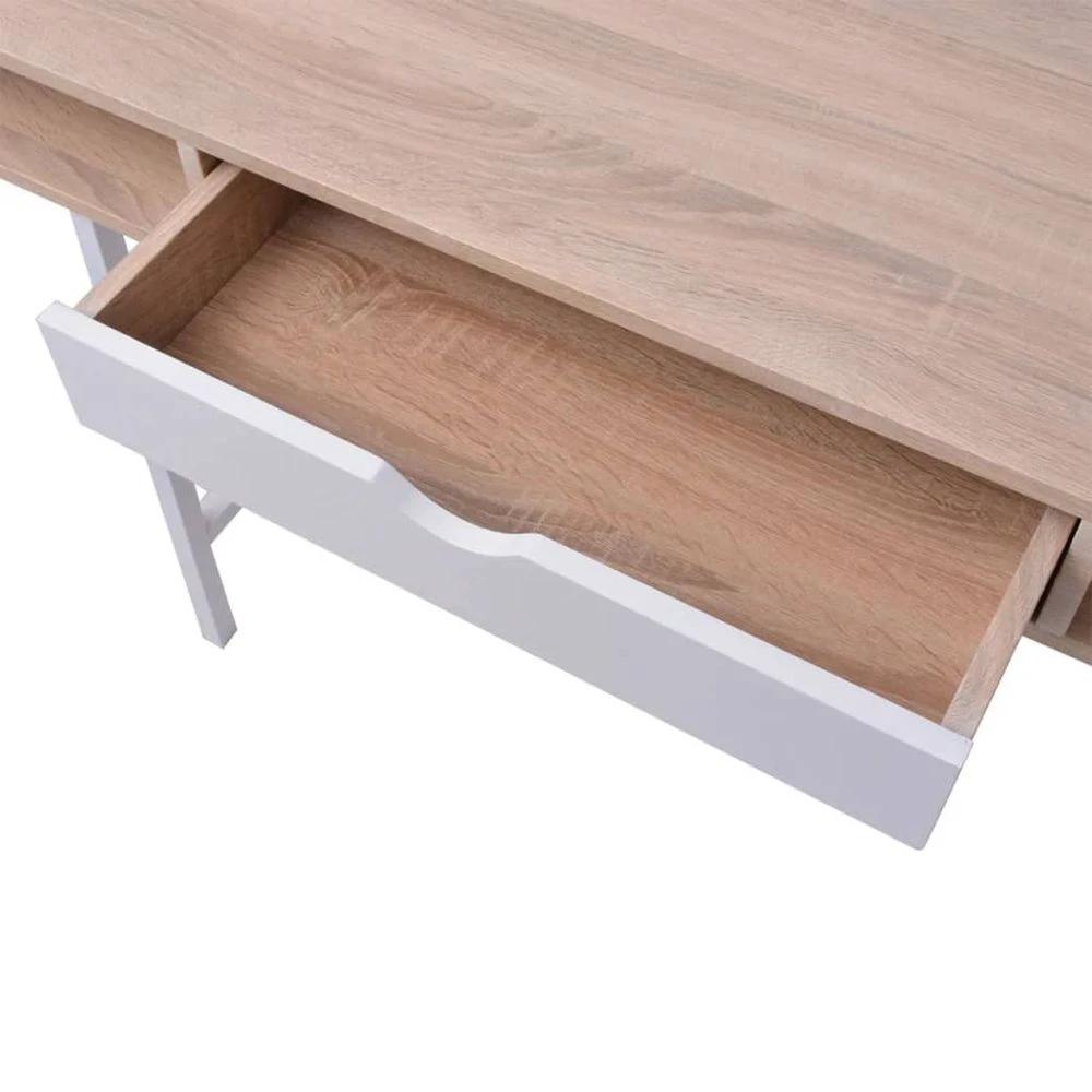 Desk with 1 Drawer vidaXL Oak and White by vidaXL