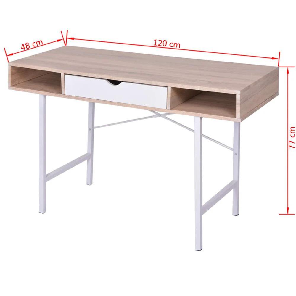 Desk with 1 Drawer vidaXL Oak and White by vidaXL