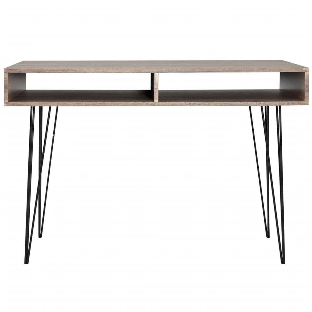 Desk with 2 Compartments vidaXL Grey by vidaXL