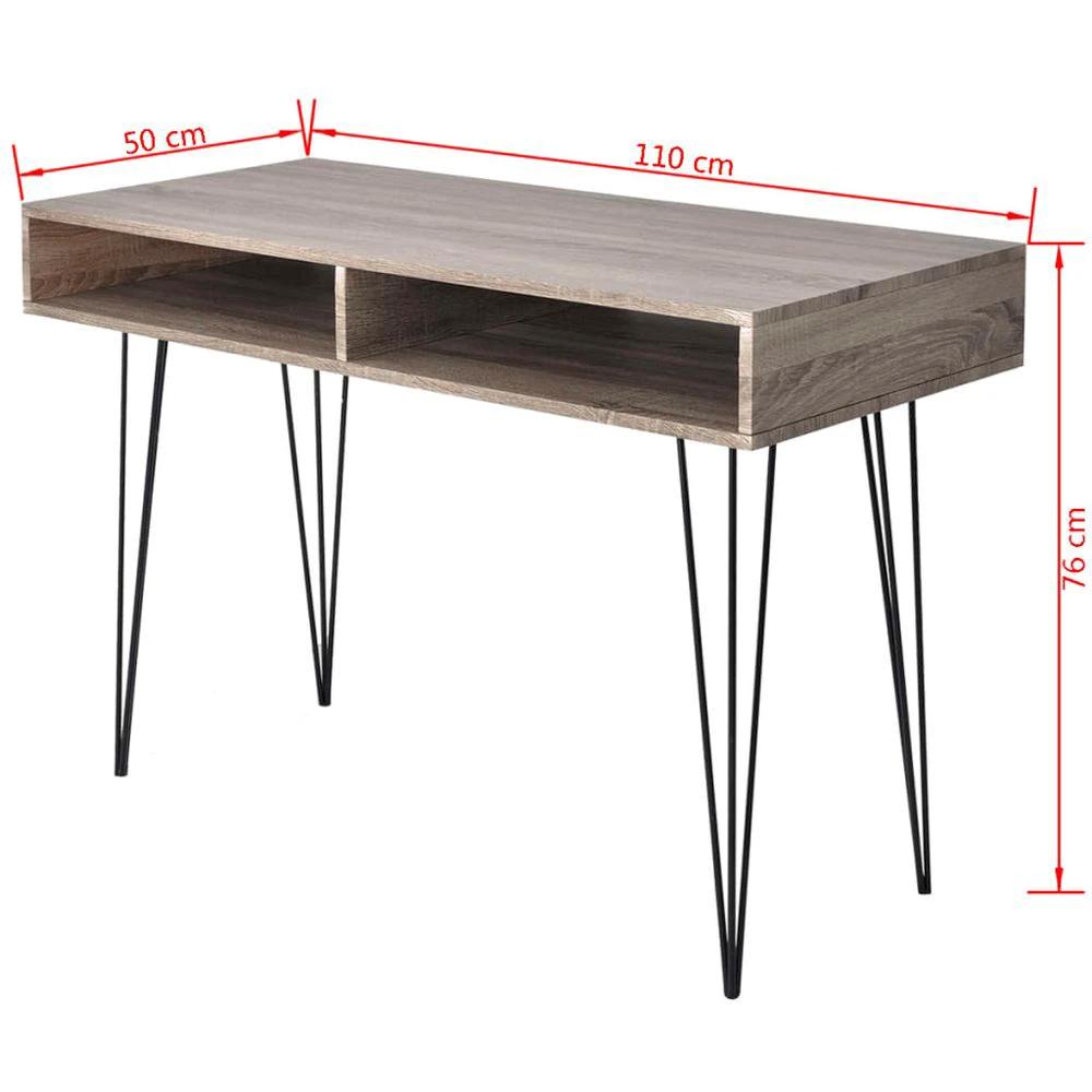 Desk with 2 Compartments vidaXL Grey by vidaXL