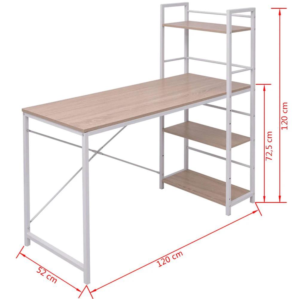 vidaXL Desk with 4-Tier Bookcase vidaXL Oak - Desks Desk