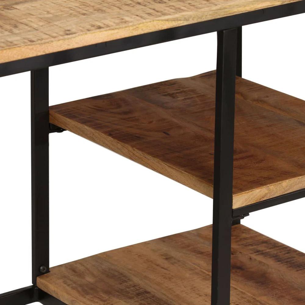 Desk with Folding Stool Solid Mango Wood 115x50x76 cm by vidaXL