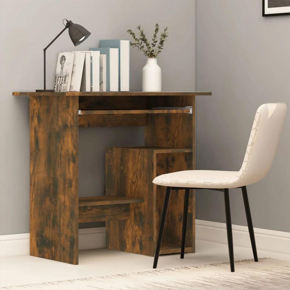 Desk Smoked Oak 80x45x74 cm vidaXL Engineered Wood by vidaXL