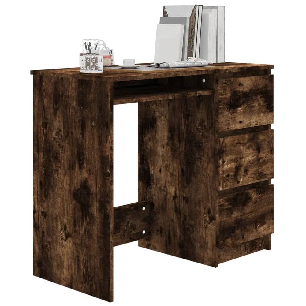 vidaXL Desk Smoked Oak 90x45x76 cm vidaXL Engineered Wood - Desks Desk