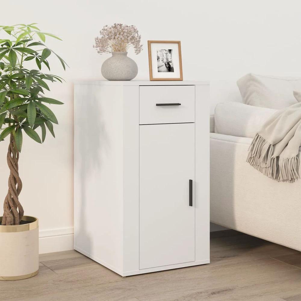 vidaXL Desk with Cabinet White vidaXL Engineered Wood - Desks Desk