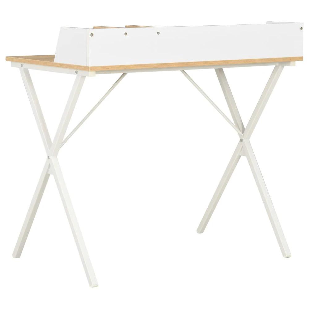 Desk White and Natural vidaXL 80x50x84 cm by vidaXL