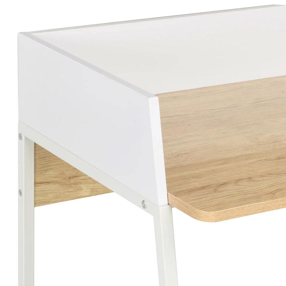 Desk White and Oak 90x60x88 cm vidaXL by vidaXL