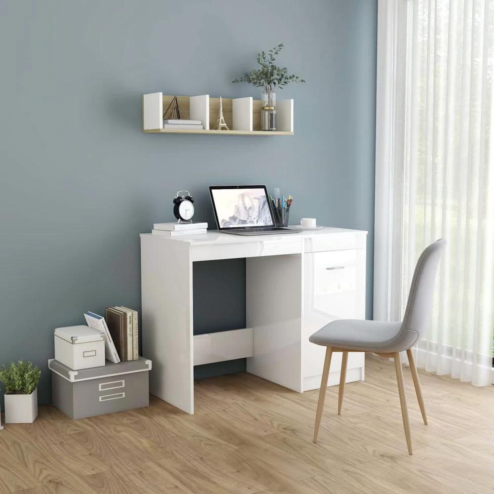 Desk Smoked Oak 100x50x76 cm vidaXL Engineered Wood by vidaXL