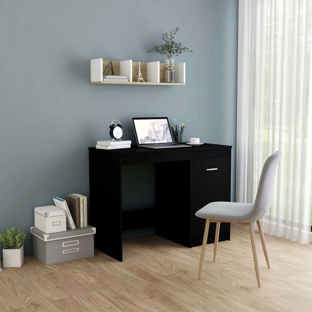Desk Smoked Oak 100x50x76 cm vidaXL Engineered Wood by vidaXL