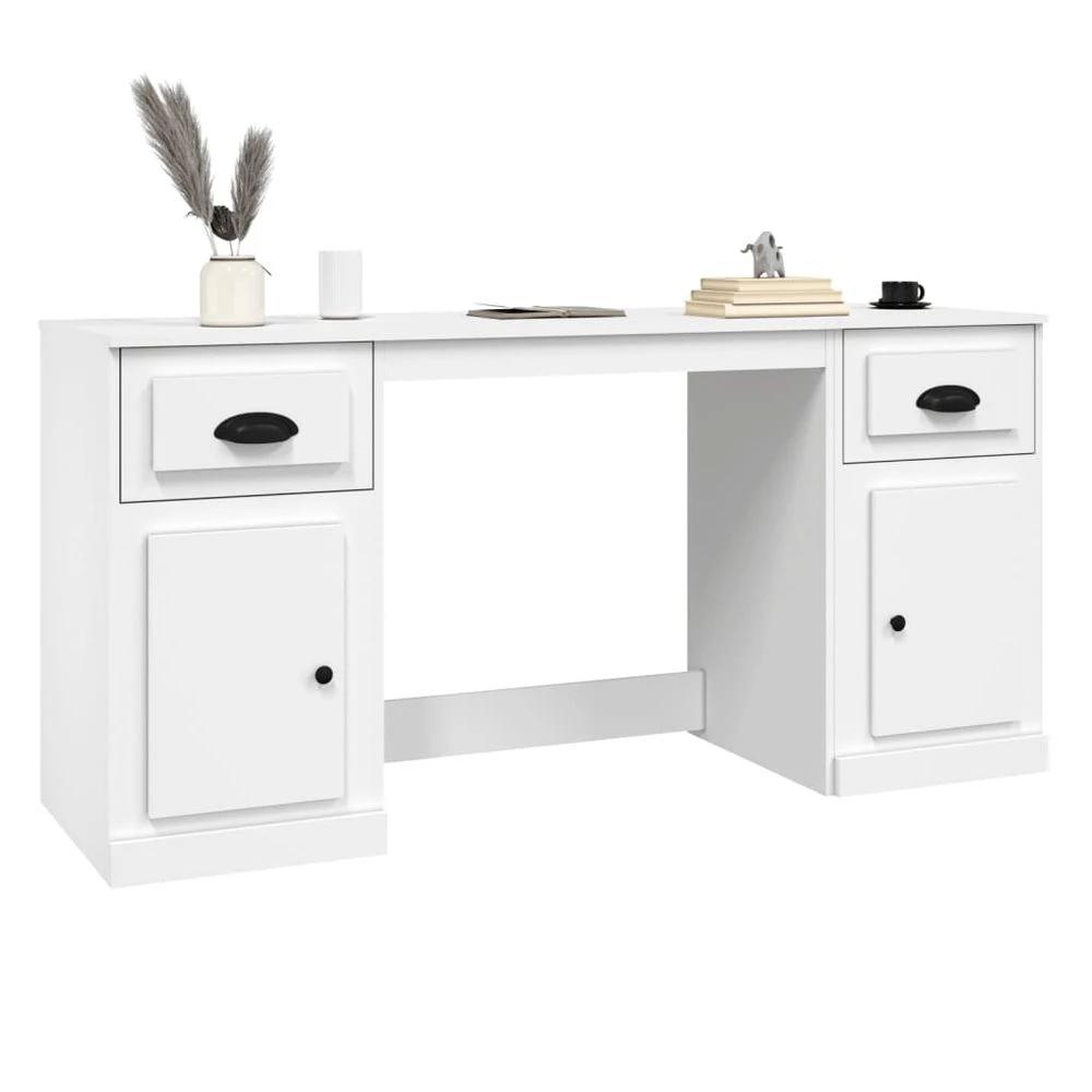 vidaXL Desk with Cabinet White vidaXL Engineered Wood - Desks Desk