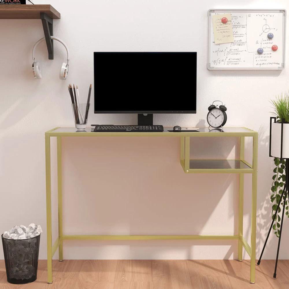vidaXL Computer Desk Transparent 100x36x74 cm Glass vidaXL - Desks Desk