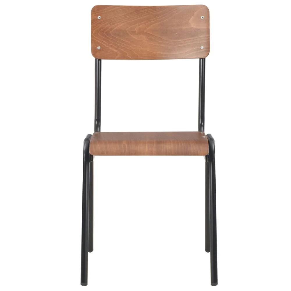 Dining Chairs 4 pcs vidaXL Brown Solid Plywood Steel by vidaXL