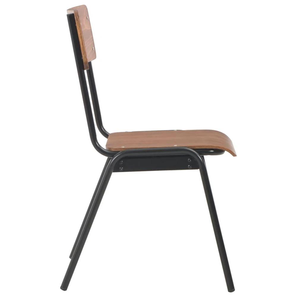 Dining Chairs 4 pcs vidaXL Brown Solid Plywood Steel by vidaXL