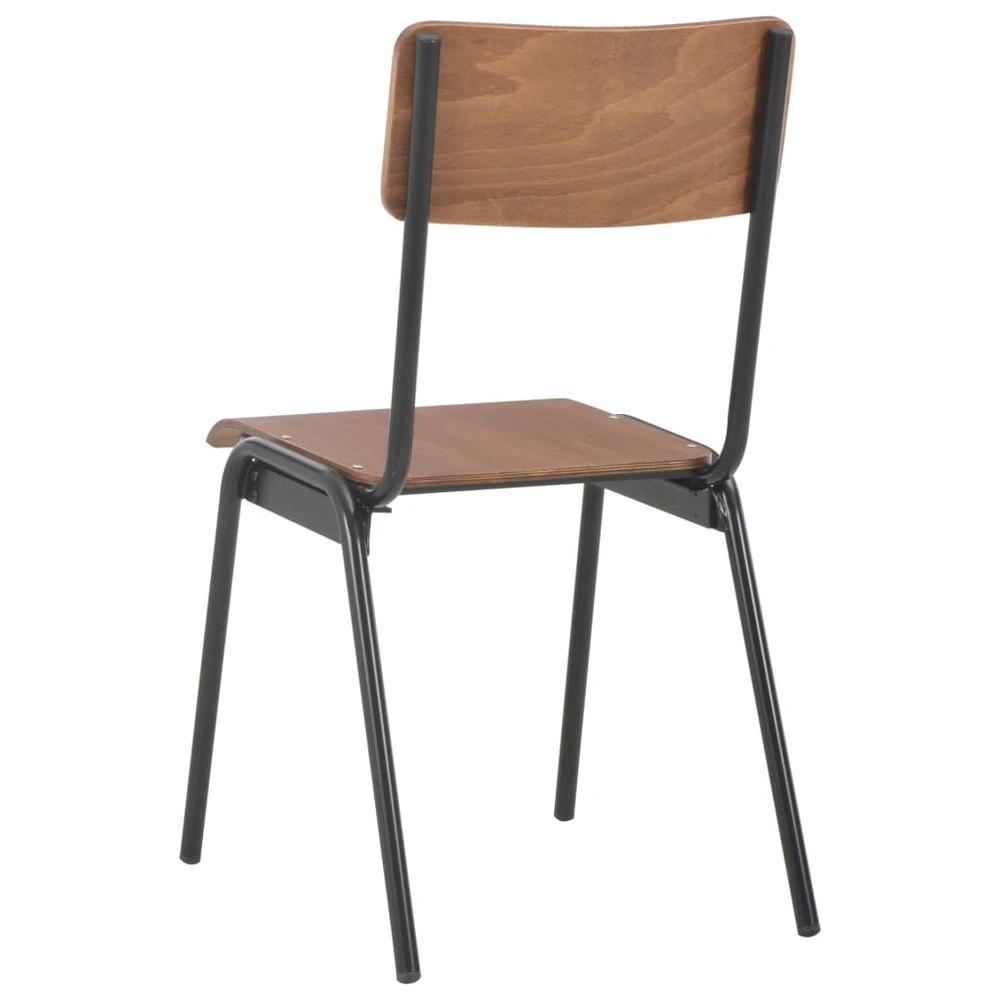 Dining Chairs 4 pcs vidaXL Brown Solid Plywood Steel by vidaXL