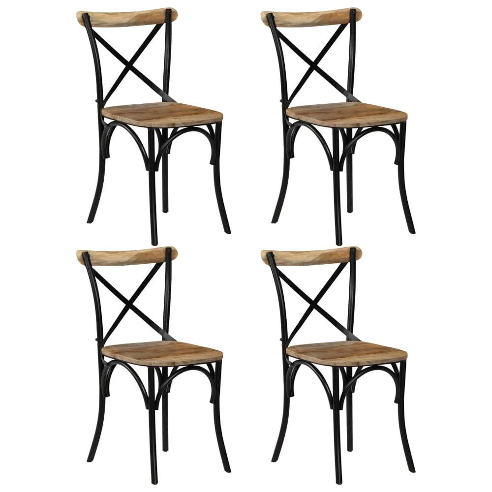vidaXL Cross Chairs 4 pcs White vidaXL Solid Mango Wood - Uncategorized Dining Chairs
