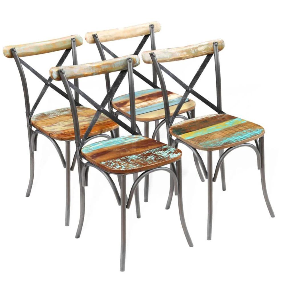 vidaXL Cross Chairs 4 pcs White vidaXL Solid Mango Wood - Uncategorized Dining Chairs