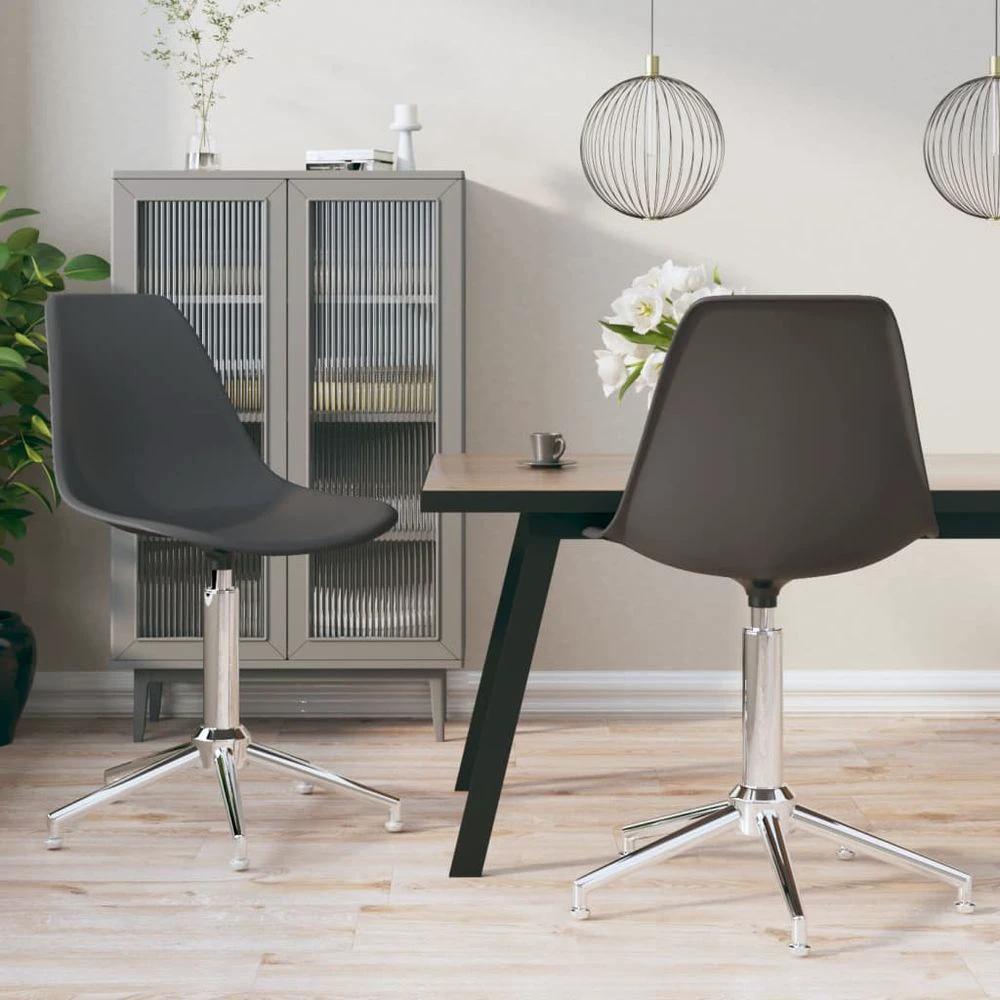 vidaXL Swivel Dining Chairs 2 pcs vidaXL Light Grey PP - Uncategorized Dining Chairs