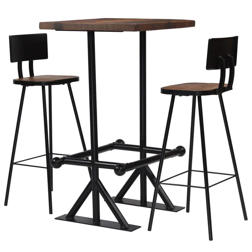 Bar Set 3 Piece vidaXL Solid Reclaimed Wood by vidaXL