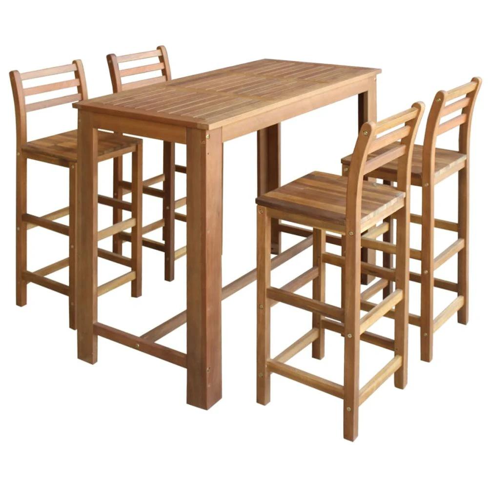 vidaXL Bar Table and Chair Set 3 Pieces vidaXL Solid Acacia Wood - Uncategorized Dining Set